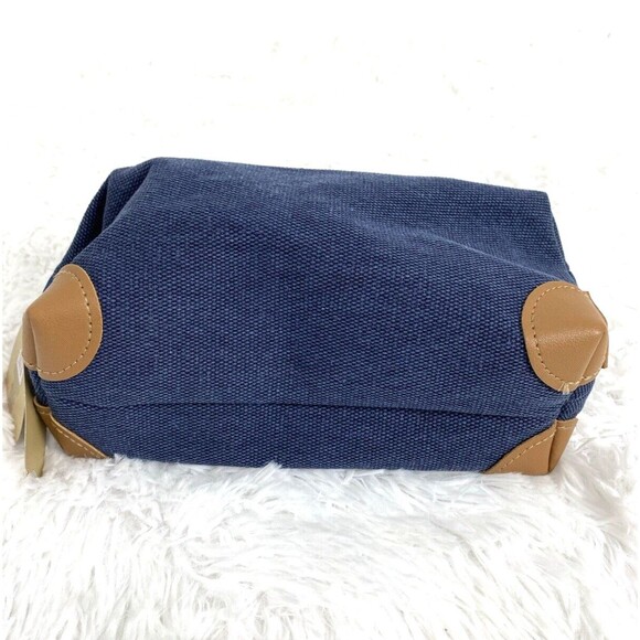 Made For Retail Men's Shave Bag Diagonal Snap Sides Zipper Top Navy Blue Travel - Picture 4 of 7